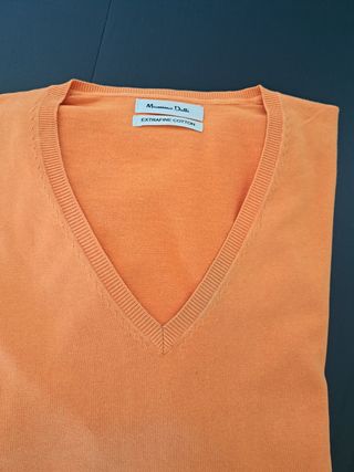 Jersey Massimo Dutti cuello pico naranja caballero