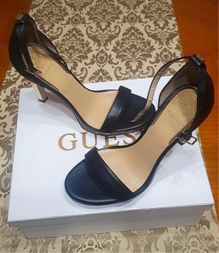 Sandalias Guess Piel Tacón Plataforma Negras