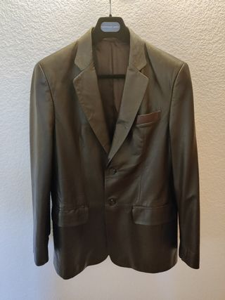 Chaqueta de Piel Marrón para Hombre 