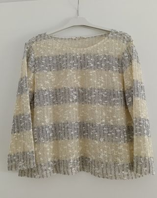 Jersey Anna Mora rayas beige/gris Talla M