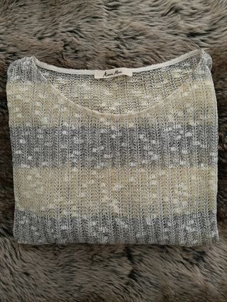 Jersey Anna Mora rayas beige/gris Talla M