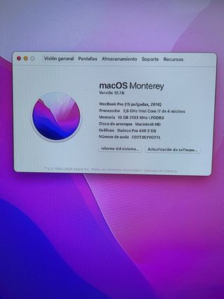 MacBook Pro 15” Touchbar 2016 i7 4 núcleos