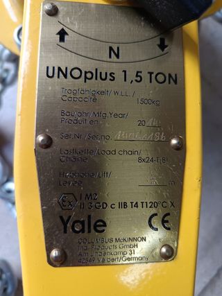 Polipasto Yale 1500 kg Manual