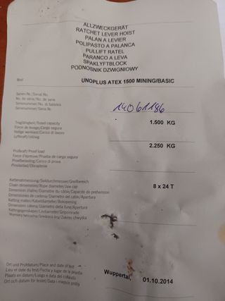 Polipasto Yale 1500 kg Manual