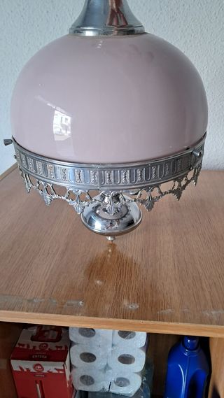 Lámpara de techo vintage rosa y metal
