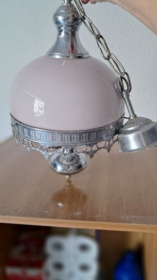 Lámpara de techo vintage rosa y metal