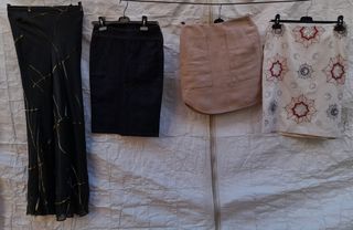 Faldas varias: vaquera Gucci, beige, verde