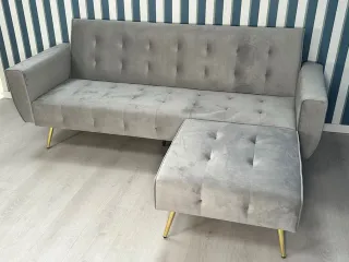 Sofá Cama Gris Terciopelo