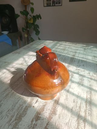 Botijo de terracota esmaltado naranja