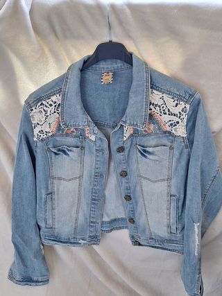 Chaqueta vaquera mujer L bordada