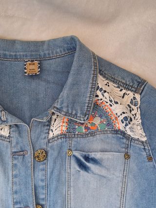 Chaqueta vaquera mujer L bordada