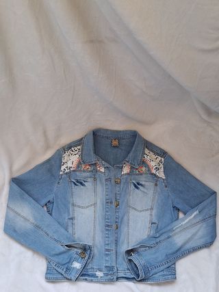 Chaqueta vaquera mujer L bordada
