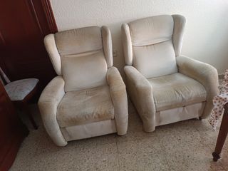 Conjunto 2 sillones relax tela beige