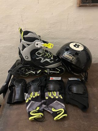 Patines Oxelo Talla 29-32, casco y protecc, guante