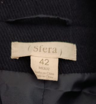 Abrigo negro con lana Sfera Talla XL