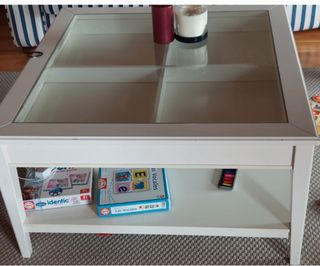 Mesa centro cristal madera Ikea Liatorp