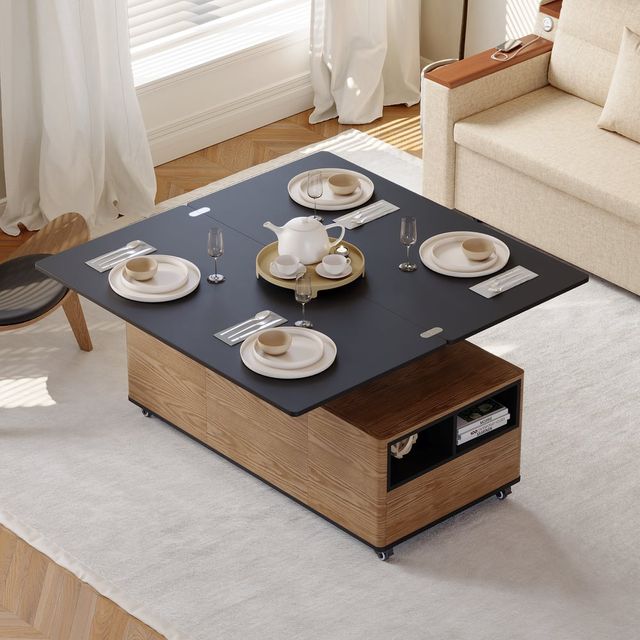 Mesa de centro elevable multifuncional con 3 cajon