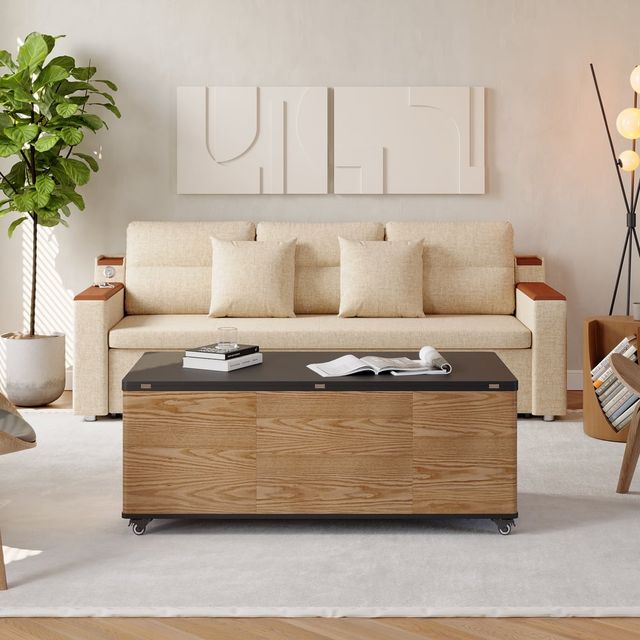 Mesa de centro elevable multifuncional con 3 cajon