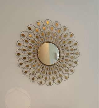 Espejo Decorativo Metal Dorado Redondo