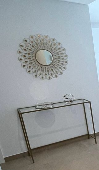 Espejo Decorativo Metal Dorado Redondo