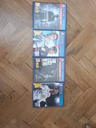 Lote 4 Juegos PS4: FIFA 18, FIFA 19, Uncharted 4, 