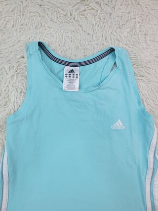 Camiseta Adidas Azul y Blanca Mujer Talla M