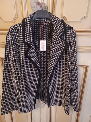 Giacca donna fantasia quadri nera/bianca TG XL