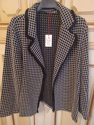 Giacca donna fantasia quadri nera/bianca TG XL