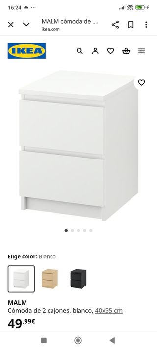 Mesita de noche MALM IKEA blanca