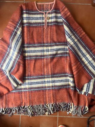 Poncho de lana a cuadros grande “especial frío”