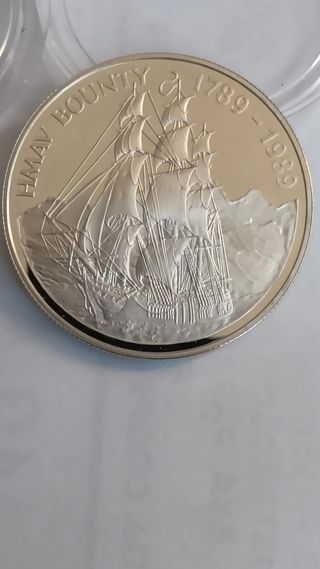 Moeda Prata HMAV Bounty 1789-1989 Pitcairn