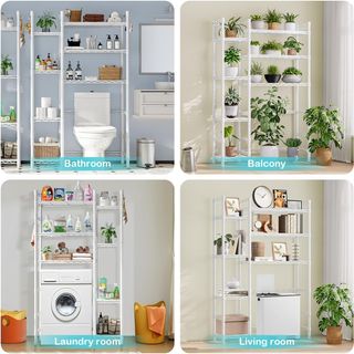 Estante de Baño 7 Compartimentos Azul/Blanco