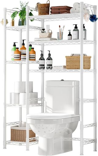 Estante de Baño 7 Compartimentos Azul/Blanco