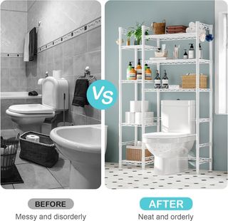 Estante de Baño 7 Compartimentos Azul/Blanco