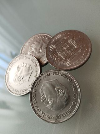 Lote 4 monedas 5 Pesetas 1949*50 Francisco Franco