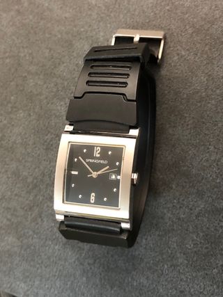 Reloj Springfield Hombre Calendario Negro/Plata