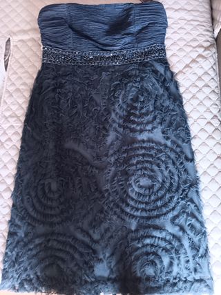 Vestido fiesta/boda azul marino sin mangas 