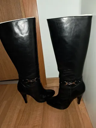 Botas altas Geox piel tacón negras