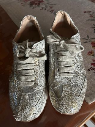 Scarpe sportive glitter oro/argento taglia 39