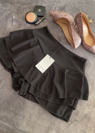 Nuevo! Falda pantalón volante princesa negra
