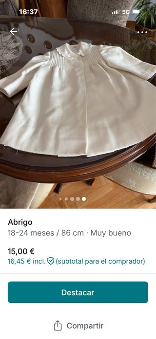 Abrigo beige bebé 18-24 meses