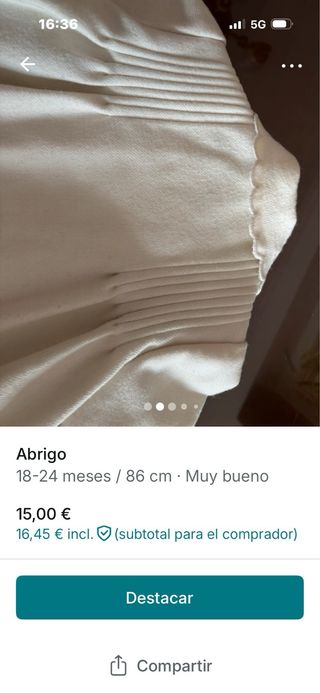 Abrigo beige bebé 18-24 meses