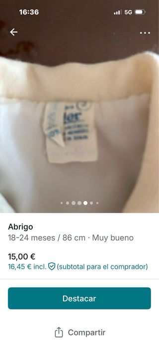 Abrigo beige bebé 18-24 meses
