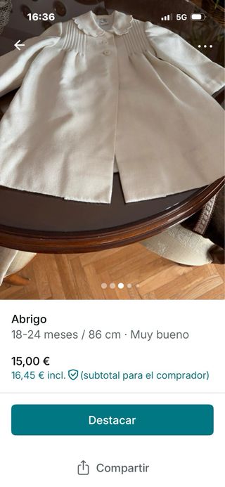 Abrigo beige bebé 18-24 meses