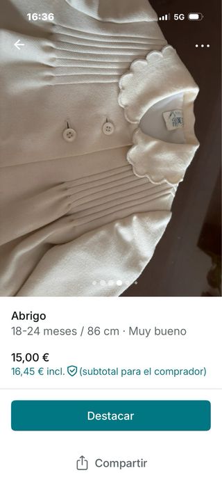 Abrigo beige bebé 18-24 meses