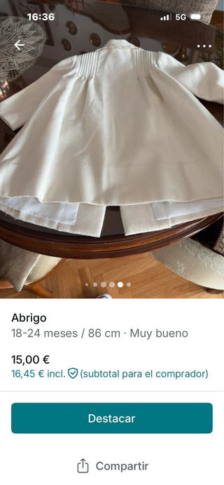 Abrigo beige bebé 18-24 meses
