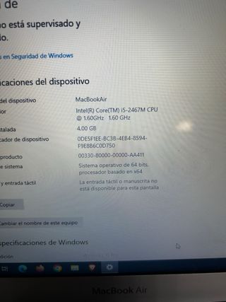 MacBook Air 2013 con Windows 10