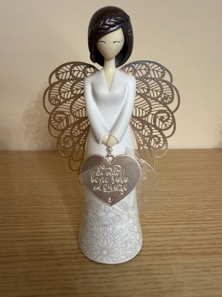 Statua Angelo Enesco Dedica Cuore Argento