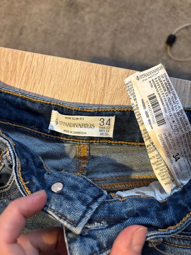 Vaqueros Mom Slim Azul Oscuro