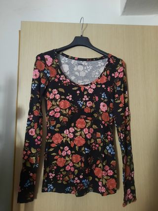 Maglietta Tezenis floreale nera